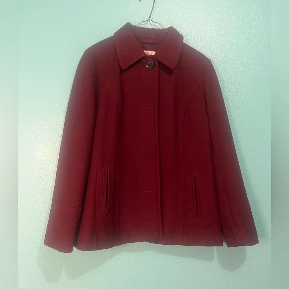 Nautica Women's Burgundy Single-Button Pea Coat